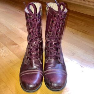 Steve Madden Maroon Troopa Lace Up Boots